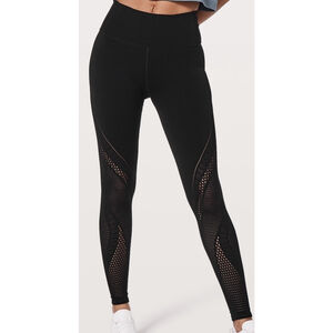 LULULEMON REVEAL LASER CUT PRECISION 25” LEGGING BLACK COLOR SIZE 6 WAIST 12”
